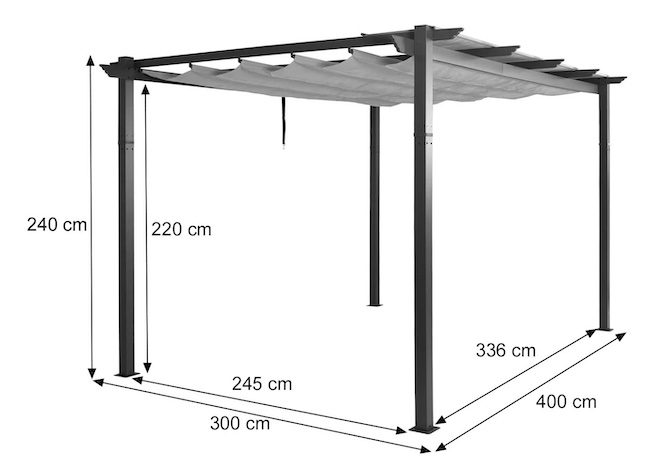 Aluminium Pergola HWC-N93 Bemassungsbild
