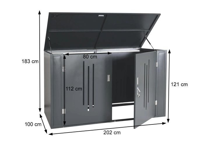 4er-Fahrradgarage HWC-K64 Bemassungsbild 4er-Fahrradgarage HWC-K64 Bemassungsbild