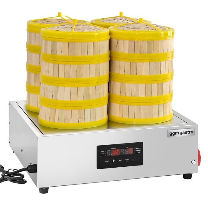 Dampfgarer - Dumbling & Dim Sum Dmpfer - 2,5 kW - Digital - inkl. 16  Bambuskrben & 4 Deckel | Gastrogerte24
