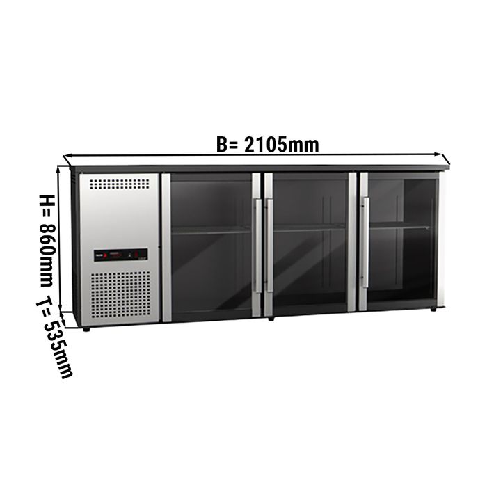 Bar-/ Getränkekühltisch - 510 Liter - mit 3 Glastüren - 28221