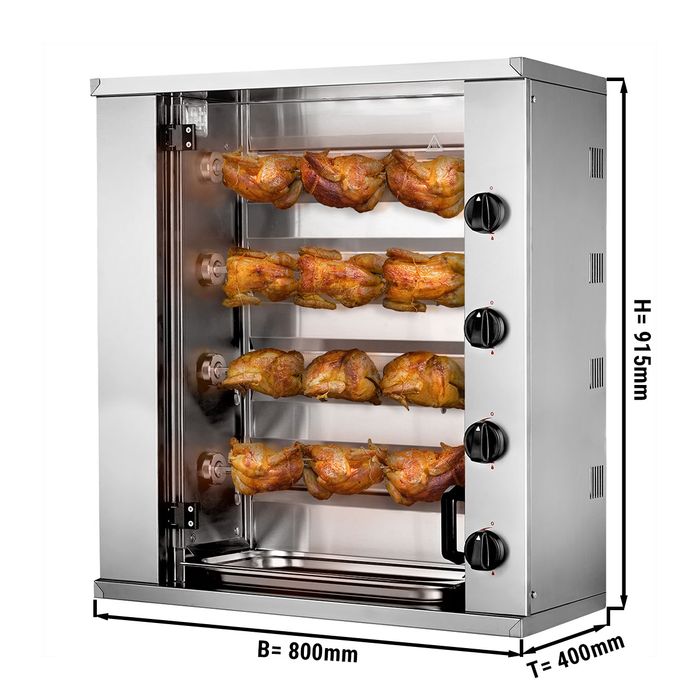 Gas MiniHähnchengrill 12,8kW mit 4 Spiessen für 12 Hähnchen