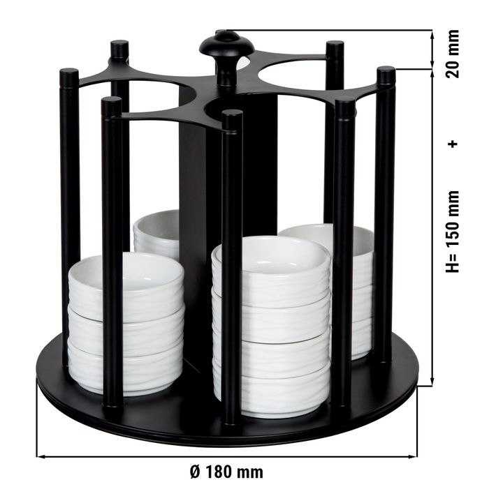 Marmeladen Etagere / Buffetständer - rotierend - Schwarz | Gastrogeräte24