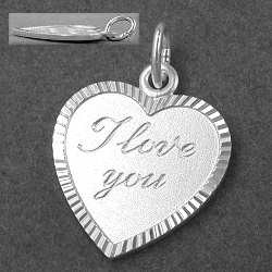 Anhänger Herz mit Gravur - I love you - 925 Sterling Silber Schmuck,  Kettenanhänger, Herz Schmuck