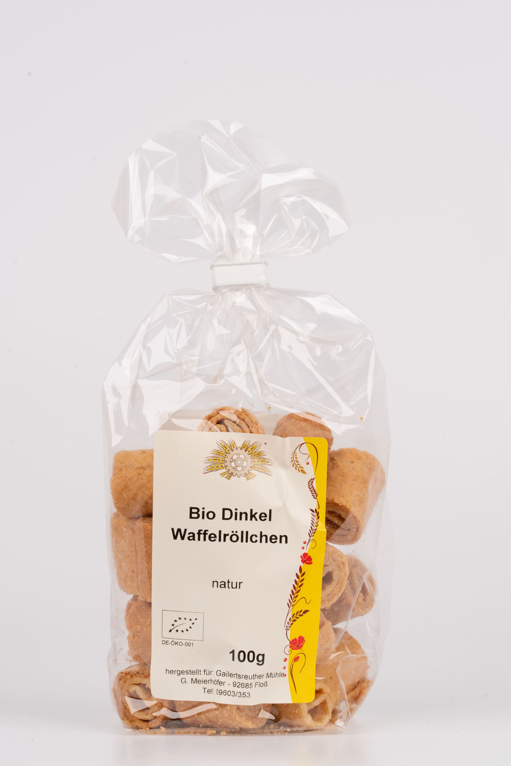Bio-Dinkel Waffelröllchen natur, 100g | Gailertsreuther Mühle