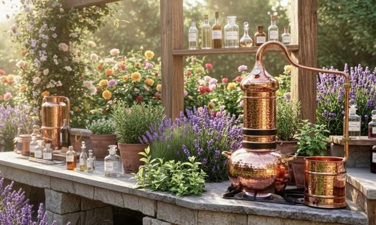 ätherische Öle destillieren mit der Kolonnenbrennerei