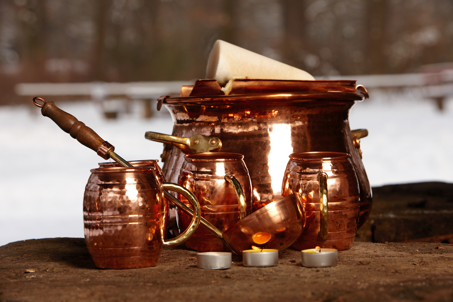 Marmite à fondue, Caquelon à fondue Complète - fabriqué en cuivre avec une  couche d'étain