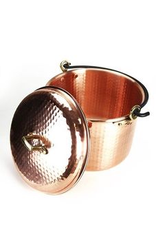 CopperGarden® Pentola in rame ø24 cm | 8 litri, martellata, con manico e  coperchio.