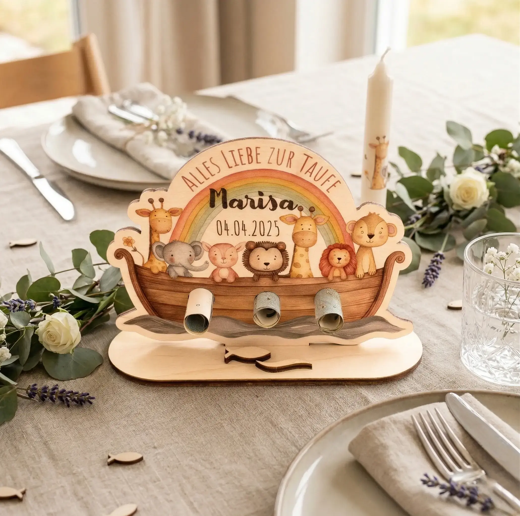 Taufgeschenke Arche Noah personalisiert für Mädchen und Jungen