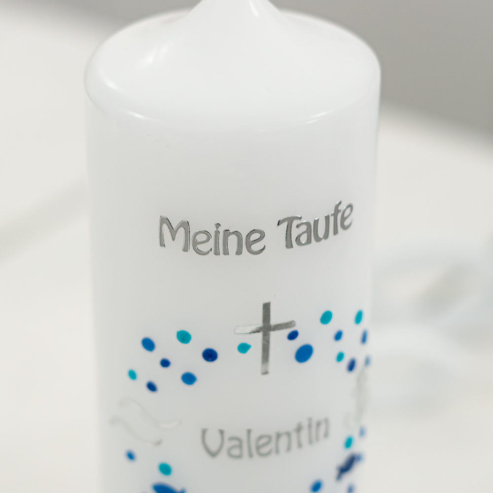 Taufkerze Mädchen Wachsverziert Handarbeit