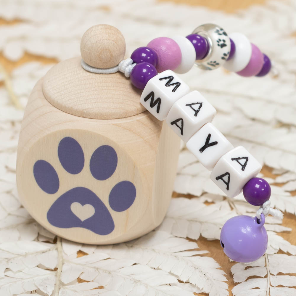 meinkerzenshop Zahndose aus Holz PFOTE lila - zur Aufbewahrung der  Milchzhne | eBay.de