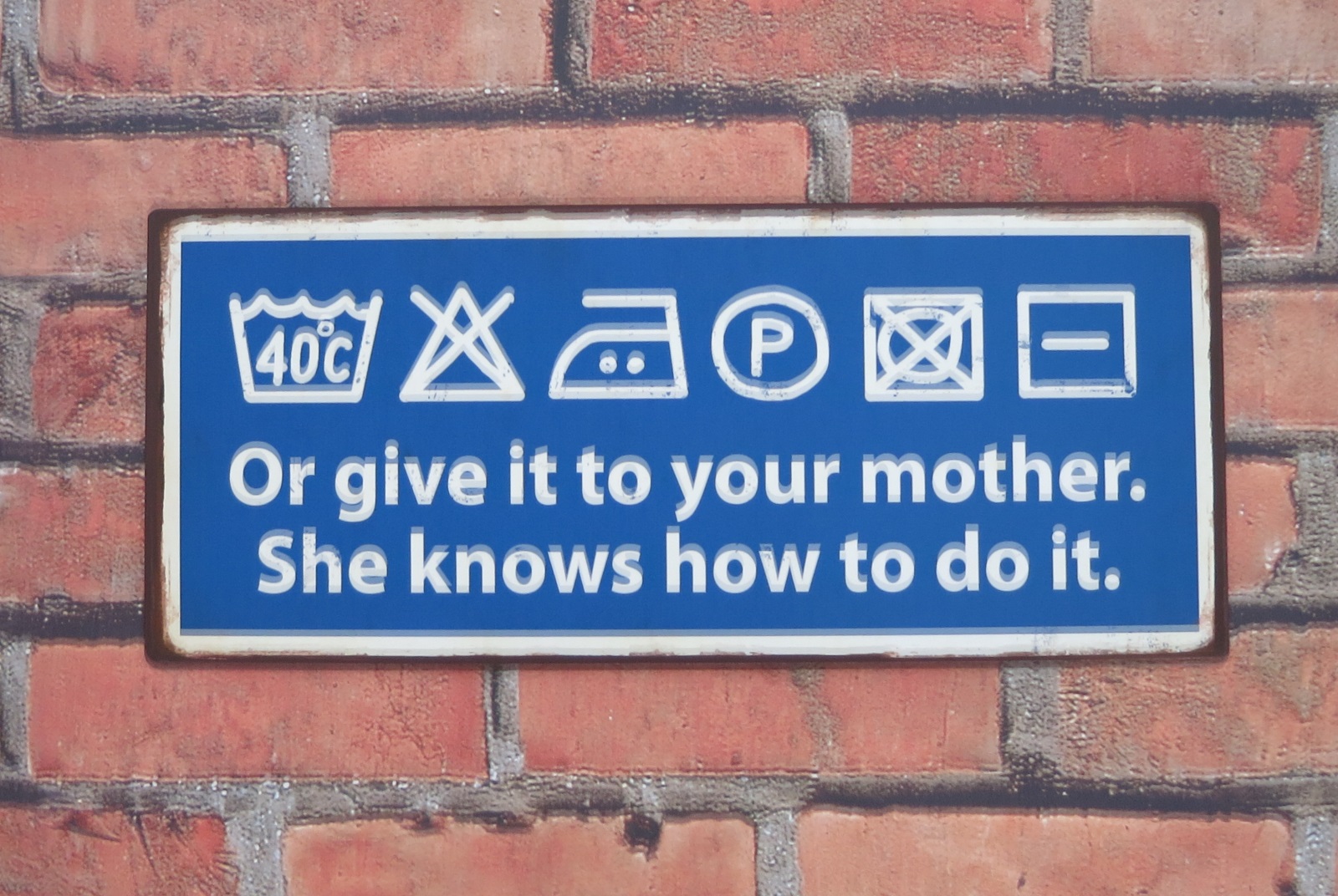 Blechschild - Waschanleitung Laundry Shabby Vintage Deko Schild blau