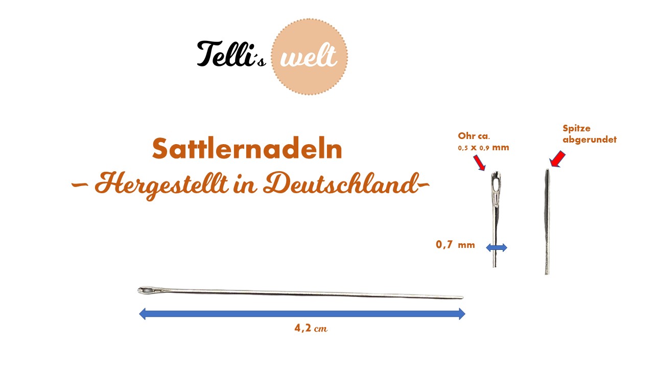 Telliswelt Set Di 5 Aghi Da Sellaio (NO7) Per Cuoio E Pelle, Lunghi 4,2 Cm X 0,7 Mm, Realizzati In Germania