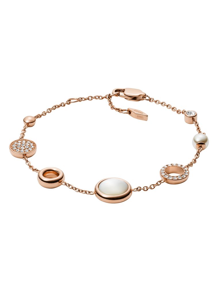 Fossil JF02959791 Damen Armband Edelstahl Rose Weiß 19,5 cm | City 