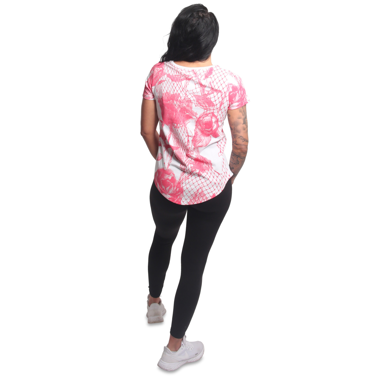 Yakuza dámské tílko Mesh Rose Curved V Neck T-Shirt