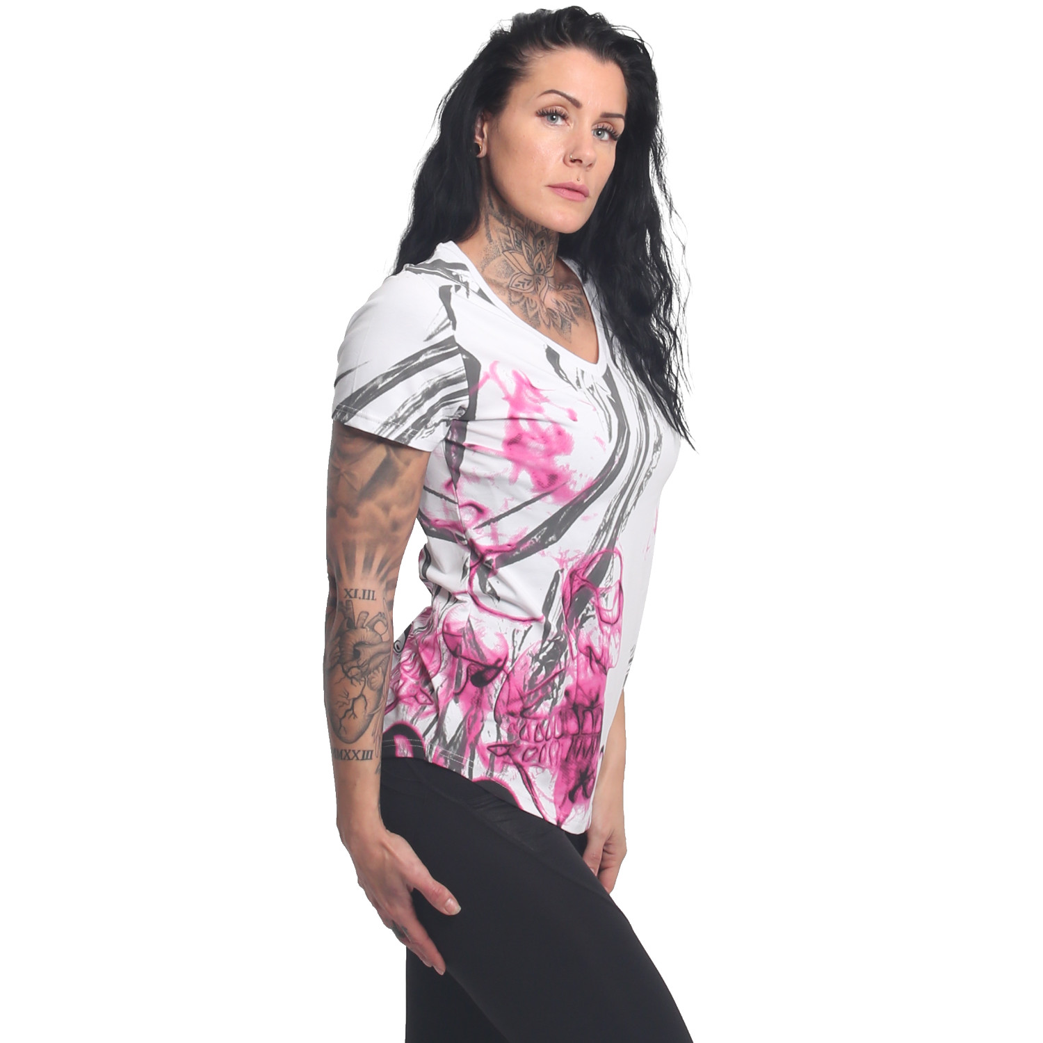 Yakuza dámské tílko Dark Skull Curved V Neck T-Shirt