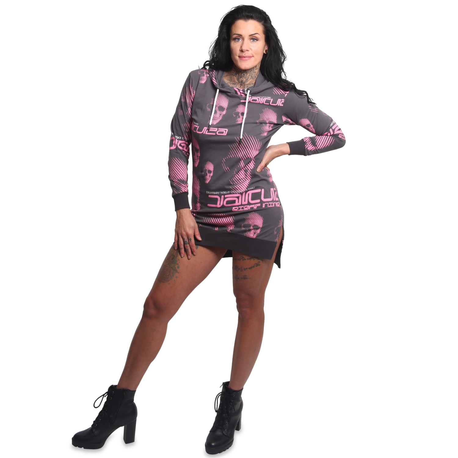 Yakuza dámské šaty Faded Long Tail Lite Hoodie Dress rabbit XS