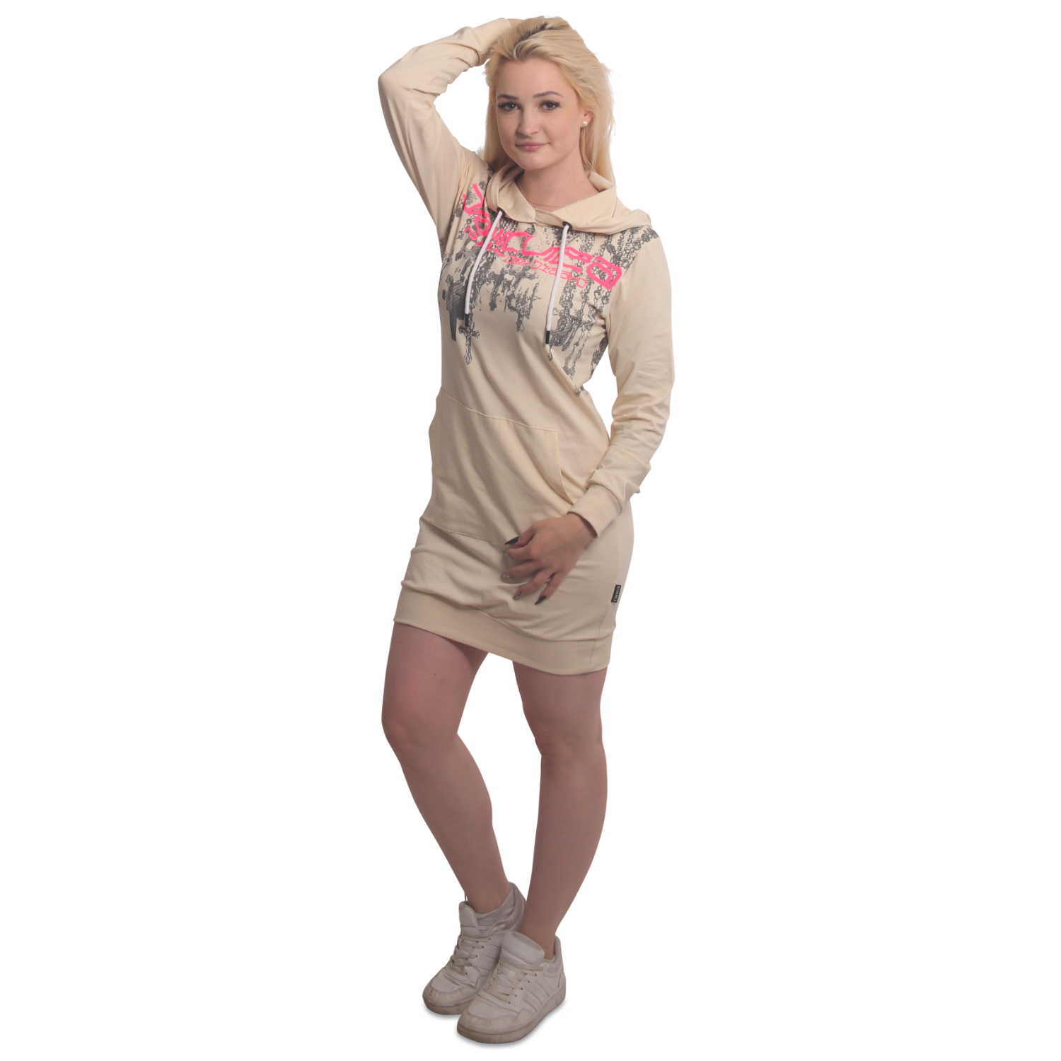 Yakuza dámské šaty Rood Lite Hoodie Dress whitecap/gray L
