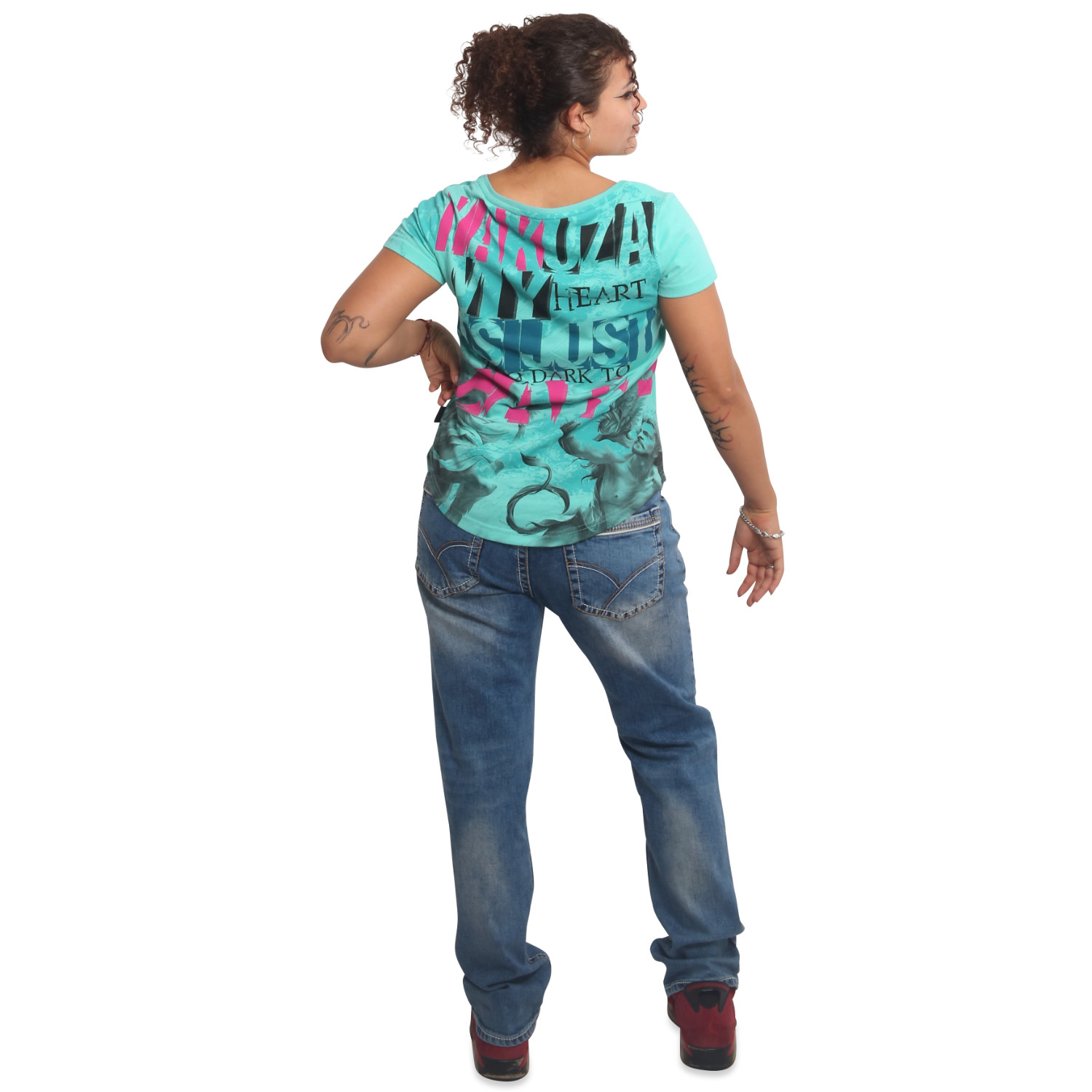 Yakuza dámské tílko Too Dark Curved Crew Neck T-Shirt pastel/turquoise XL