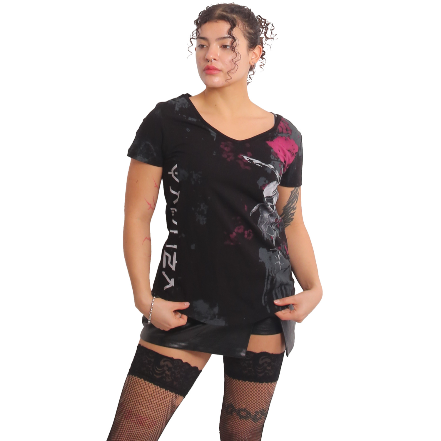 Yakuza dámské tílko Rose Scratch Curved V Neck T-Shirt