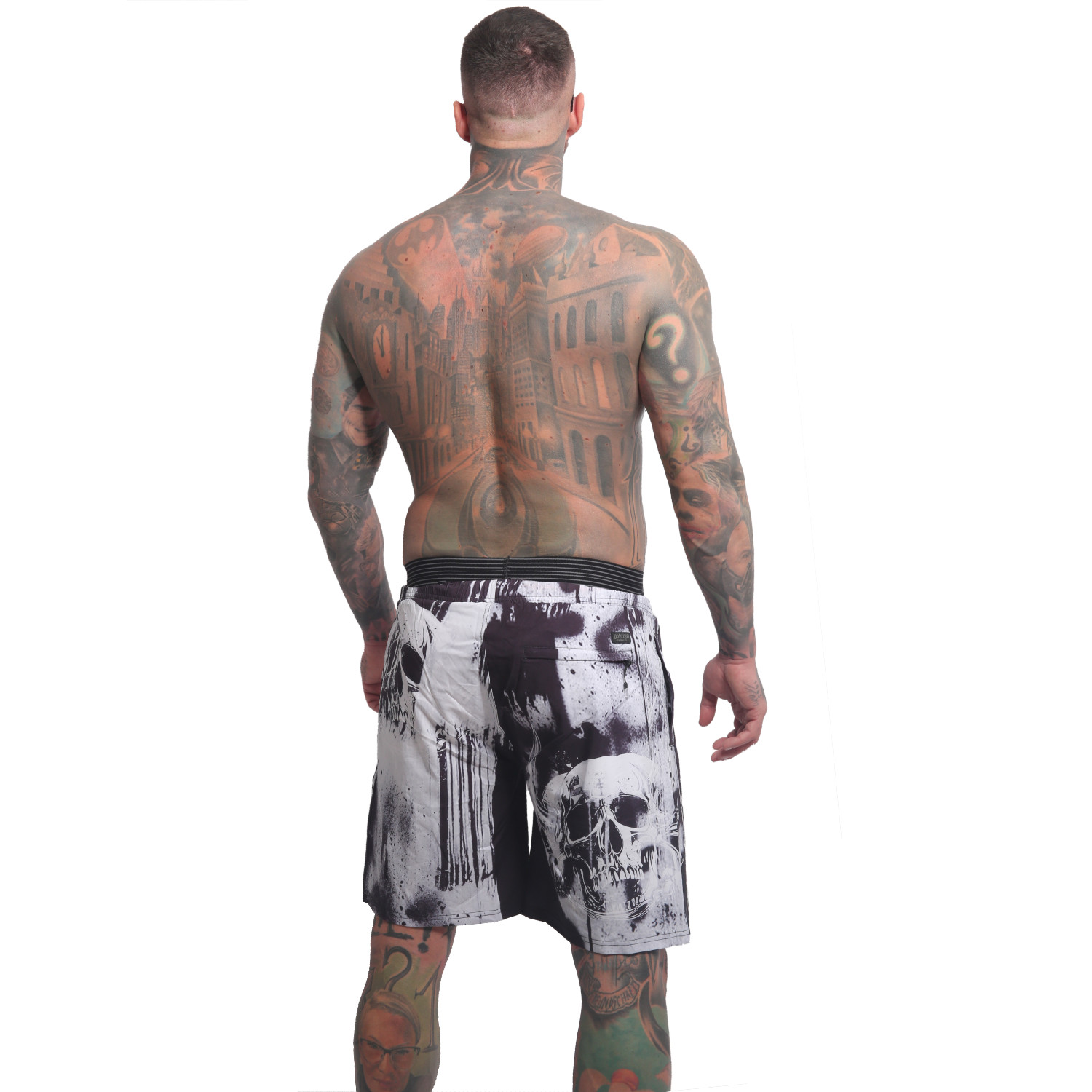 Yakuza pánské plavkové šortky Horned FU Board Shorts white S