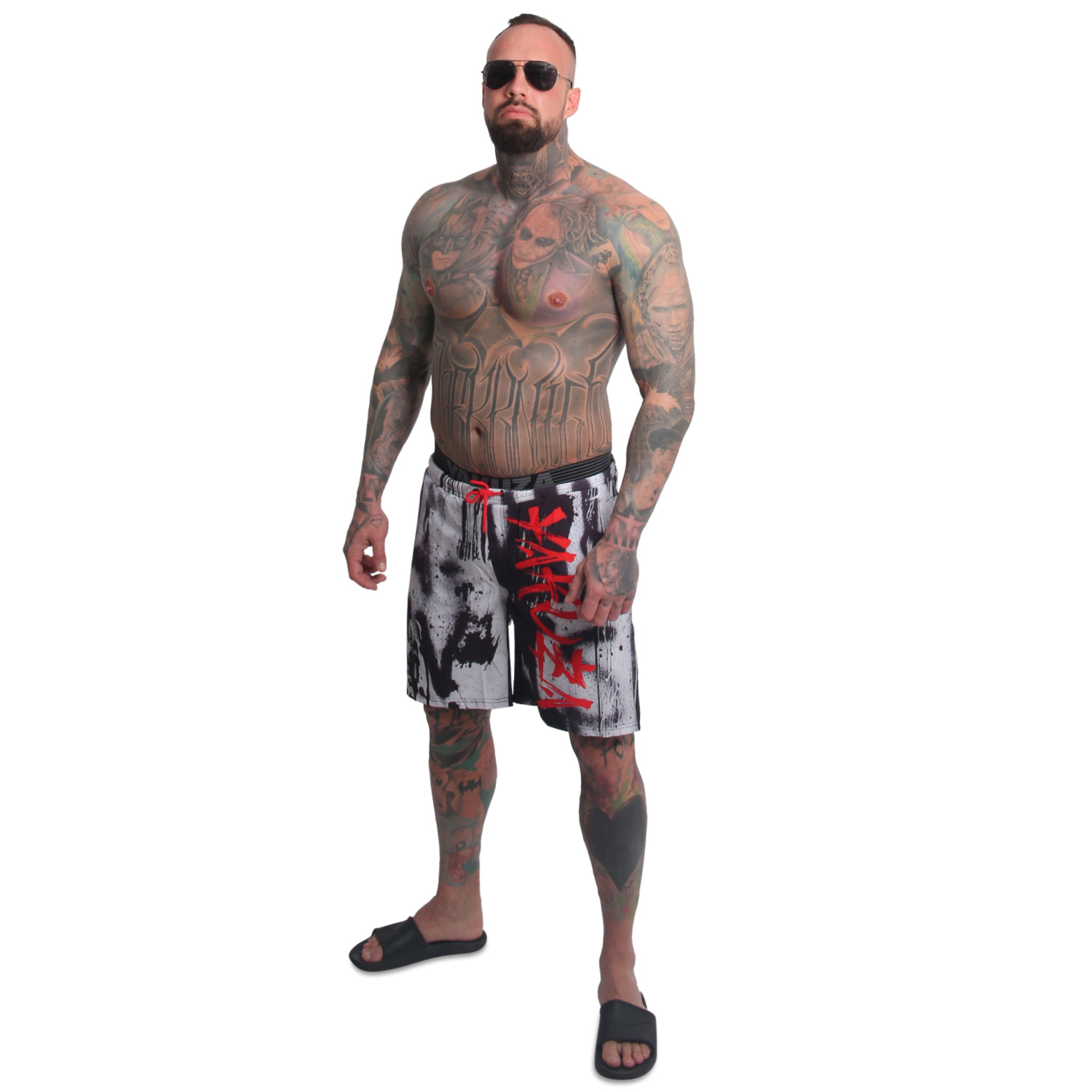Yakuza pánské plavkové šortky Horned FU Board Shorts white S