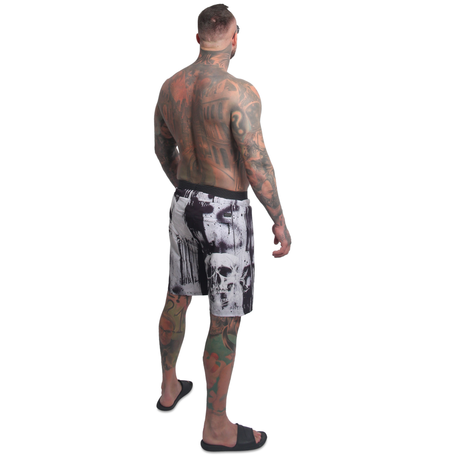 Yakuza pánské plavkové šortky Horned FU Board Shorts white S