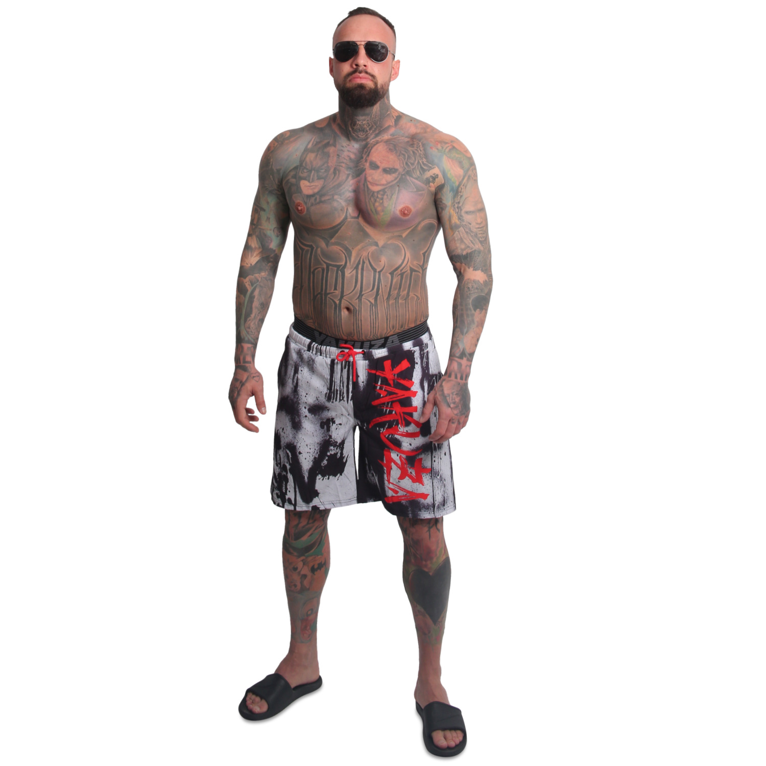 Yakuza pánské plavkové šortky Horned FU Board Shorts white S