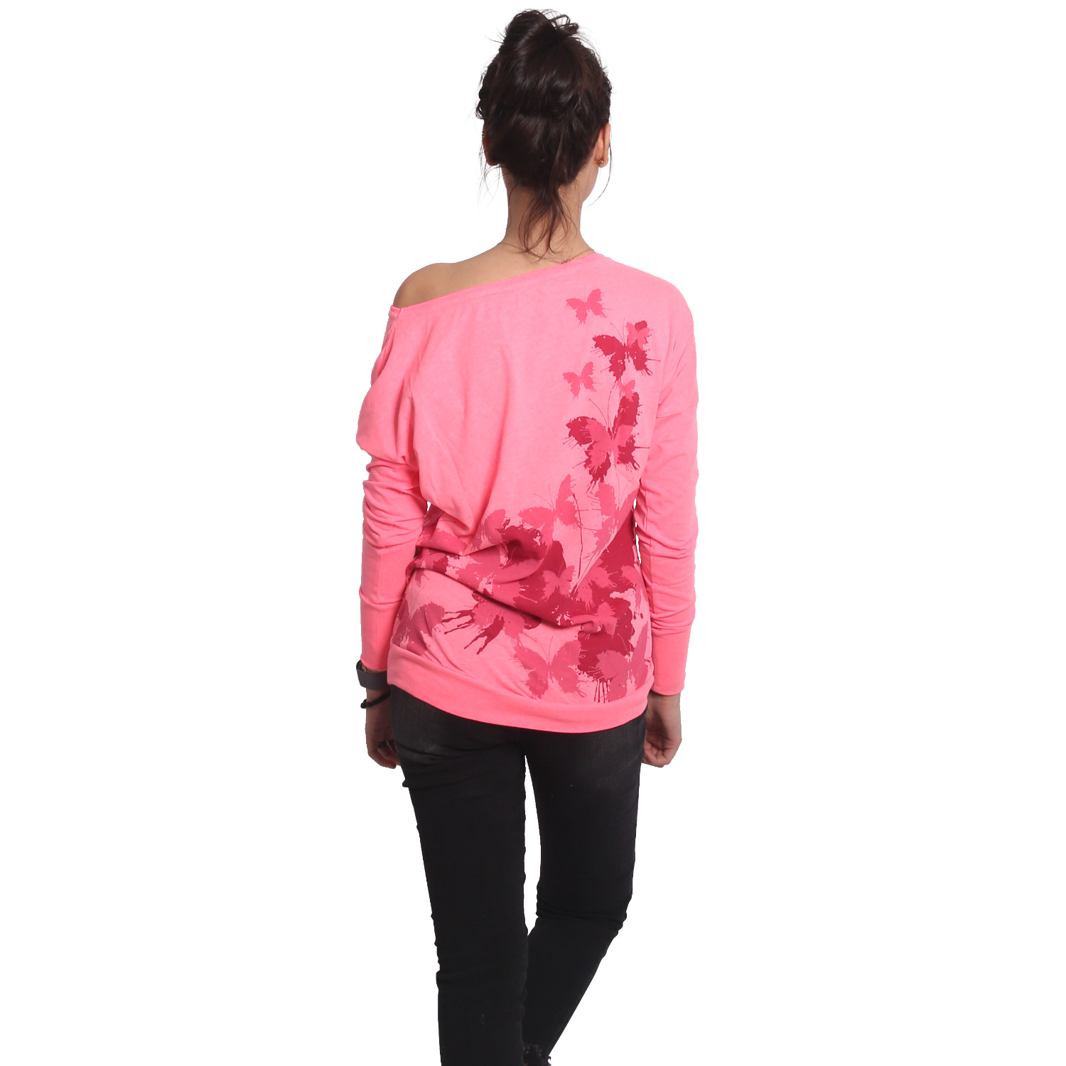 Yakuza dámské tričko s dlouhým rukávem Butterfly Reign Urban Longsleeve T-Shirt neon/pink XL