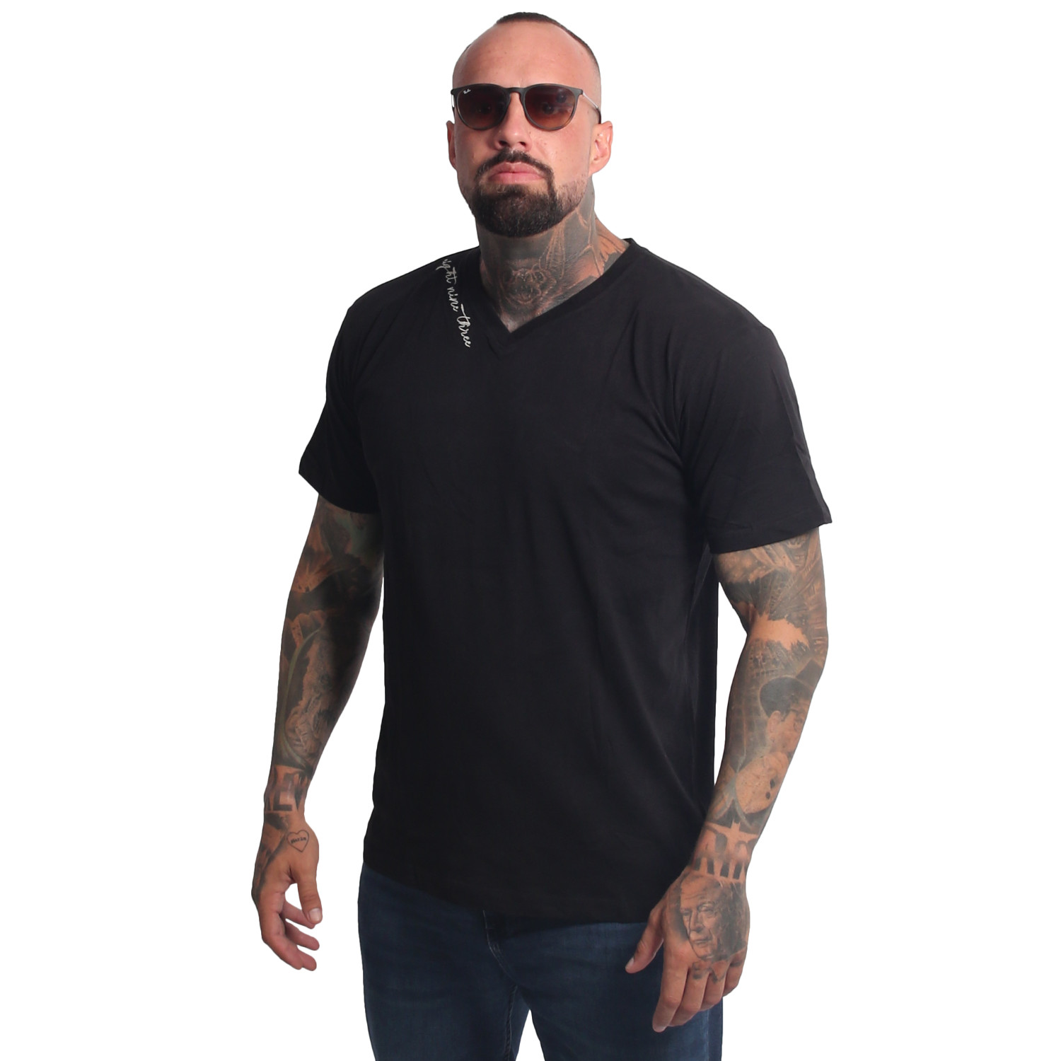 Yakuza pánské tričko Bare Regular Basic V-Neck T-Shirt