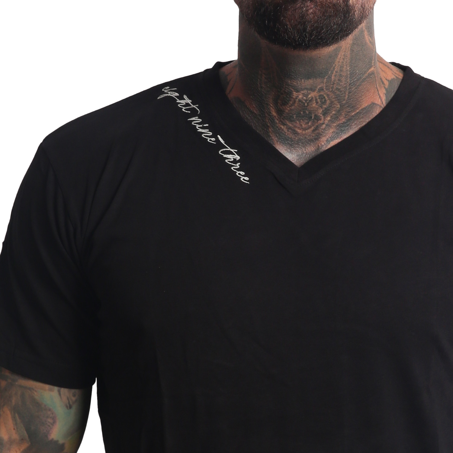 Yakuza pánské tričko Bare Regular Basic V-Neck T-Shirt black 5XL