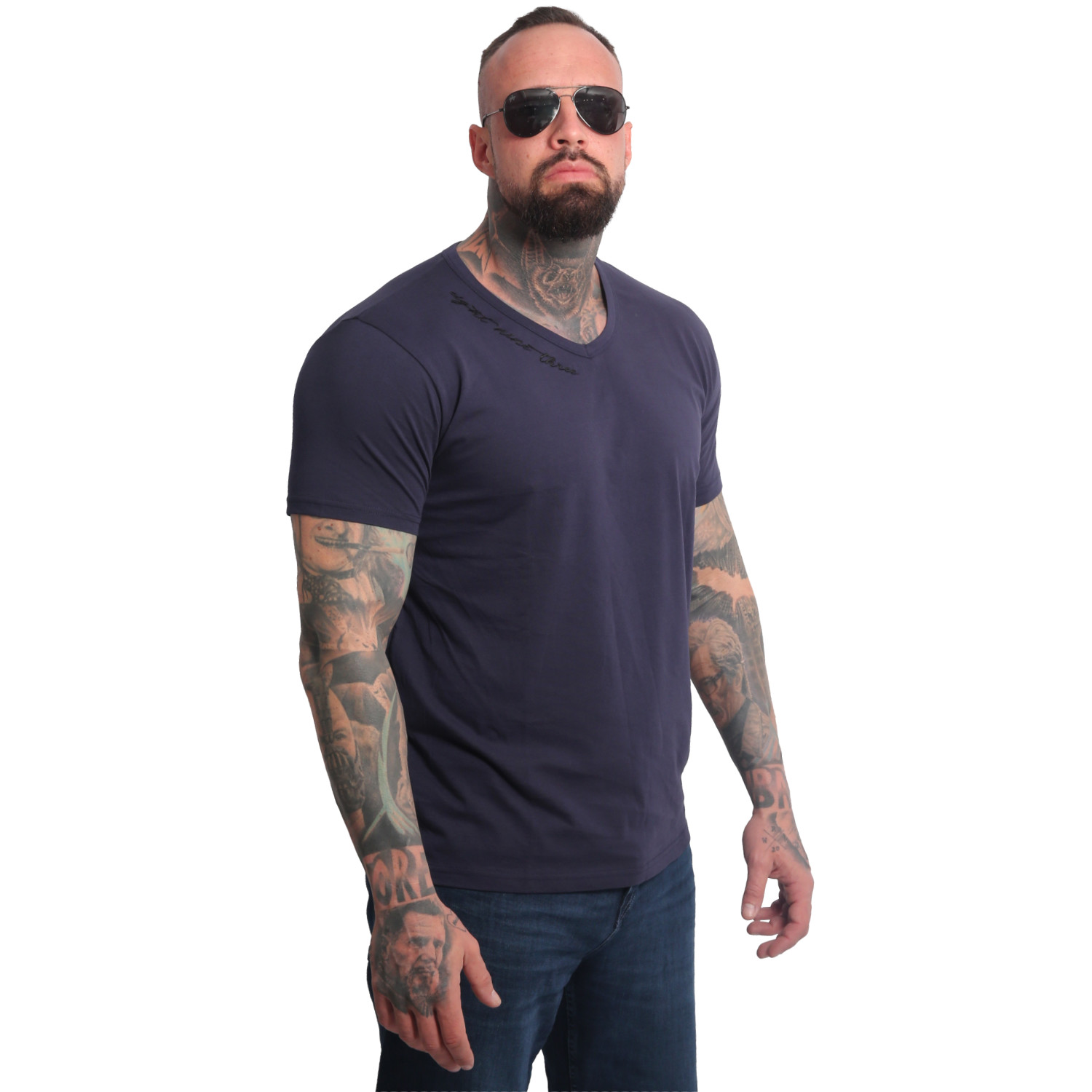 Yakuza pánské tričko Bare Regular Basic V-Neck T-Shirt