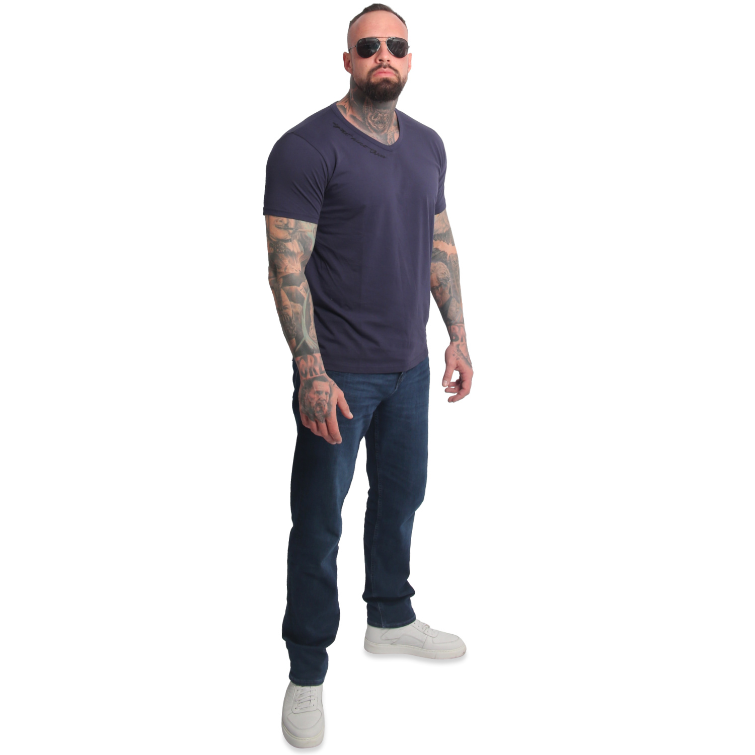 Yakuza pánské tričko Bare Regular Basic V-Neck T-Shirt parisian/night L