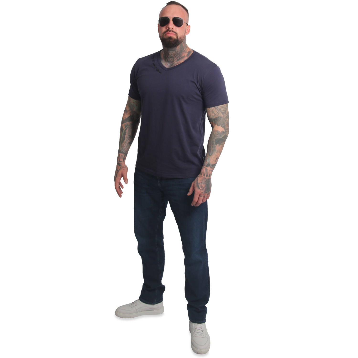 Yakuza pánské tričko Bare Regular Basic V-Neck T-Shirt parisian/night L