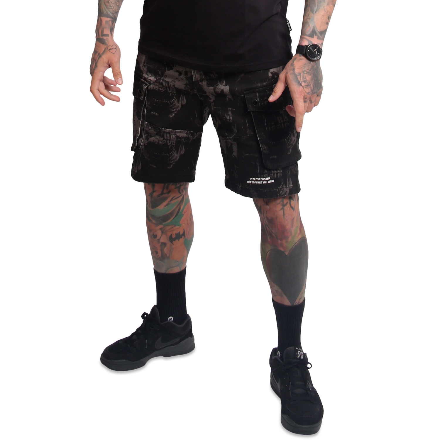 Yakuza pánské cargo šortky Rockstarz Cargo Shorts black