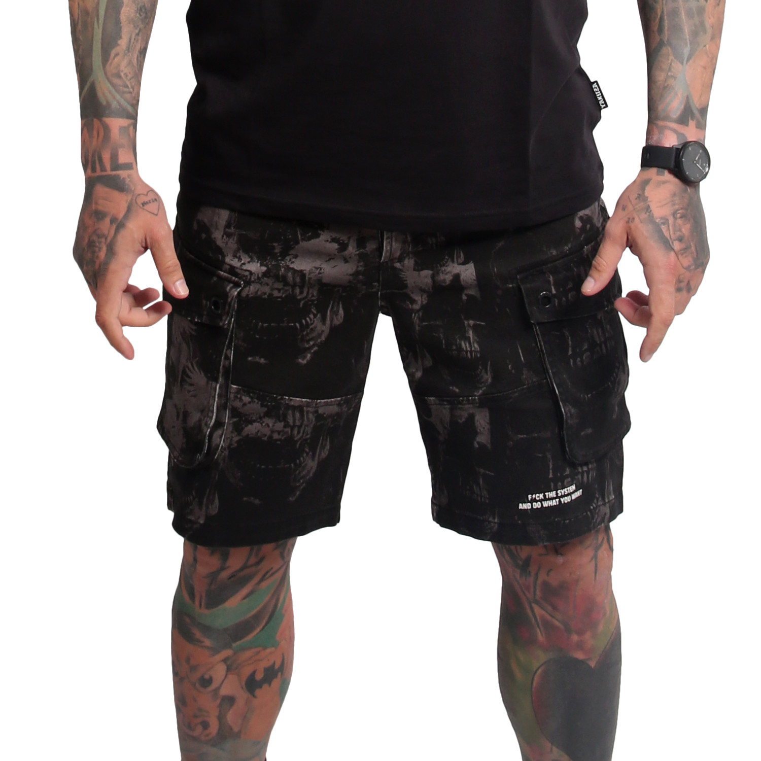 Yakuza pánské cargo šortky Rockstarz Cargo Shorts black