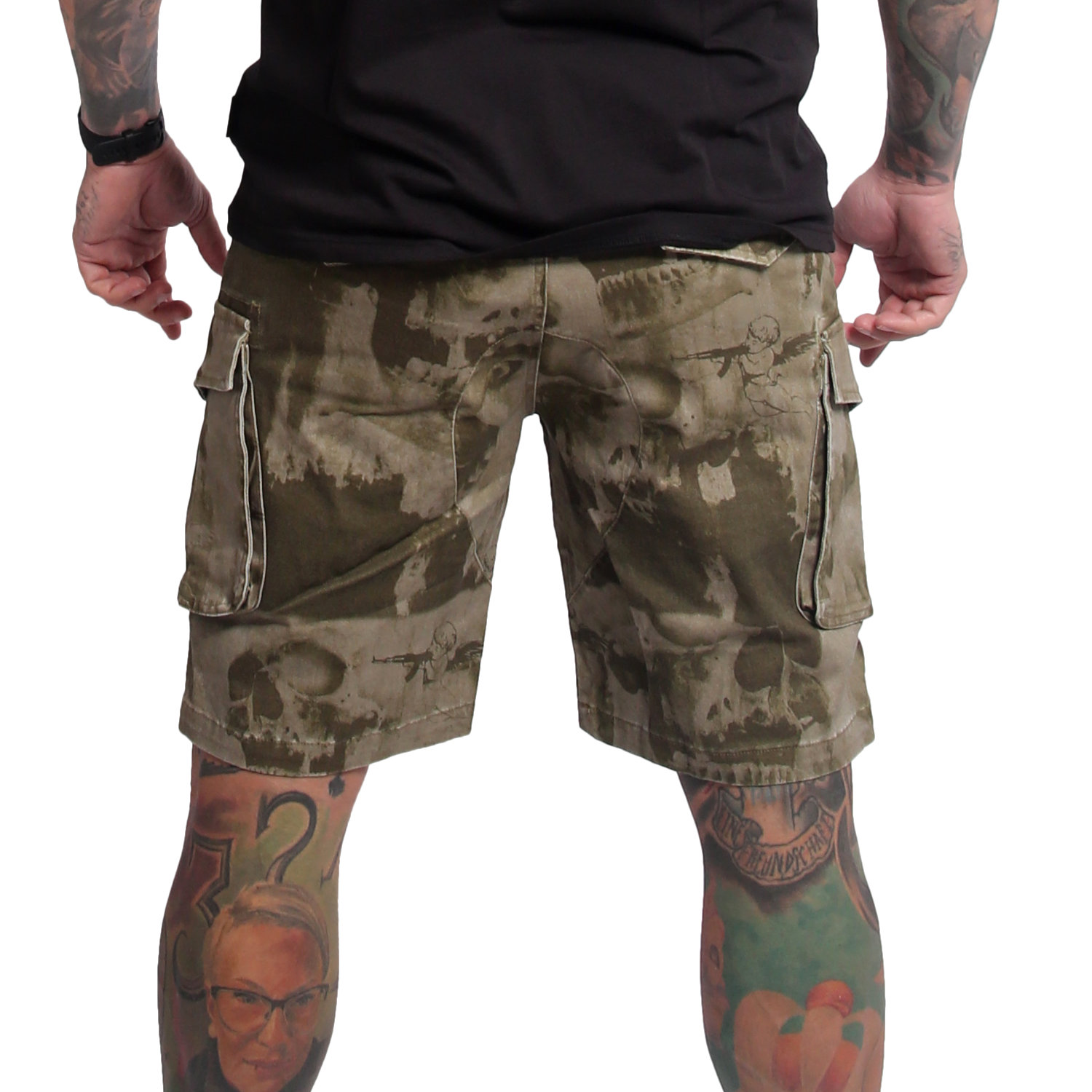 Yakuza pánské cargo šortky Crashed Skull Cargo Shorts burned/olive