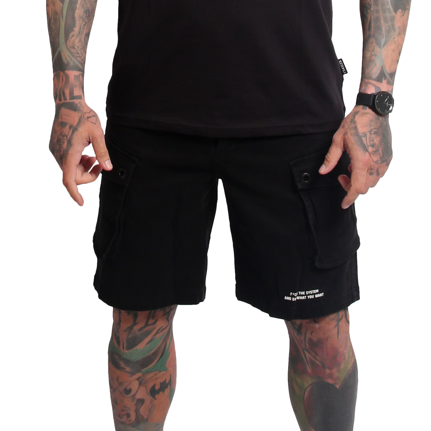 Yakuza pánské cargo šortky Black Tar Cargo Shorts black
