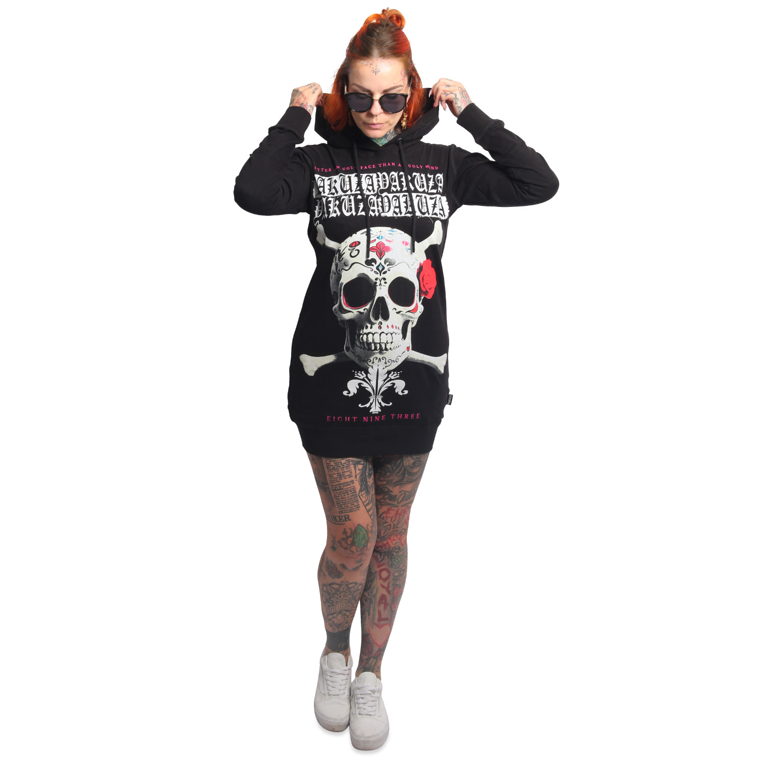 Yakuza dámské šaty Porcelain Lite Hoodie Dress black XL