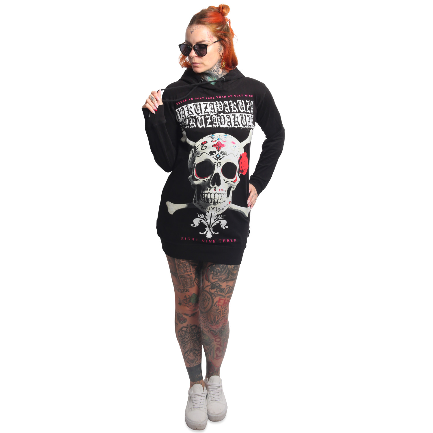 Yakuza dámské šaty Porcelain Lite Hoodie Dress black XL