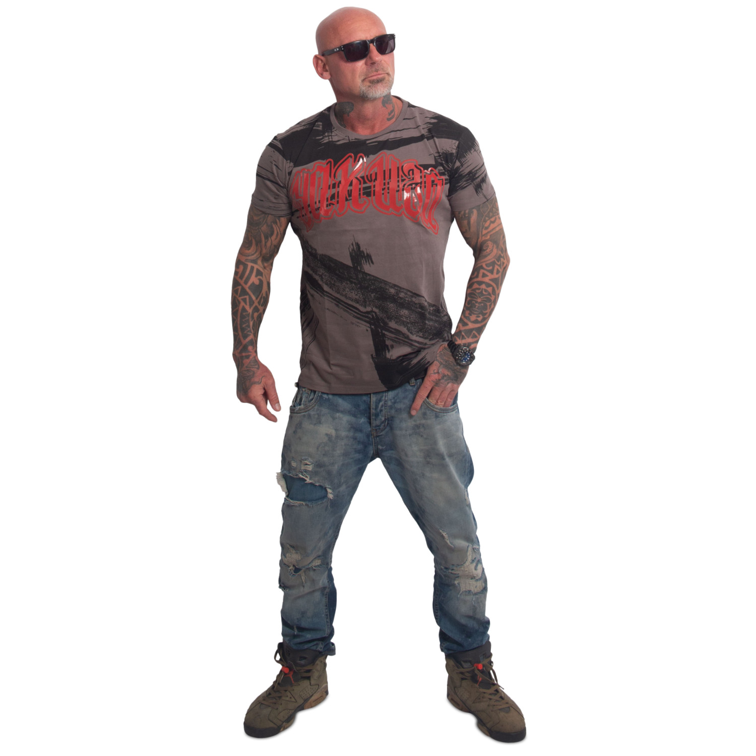 Yakuza pánské tričko Care Allover Regular T-Shirt dark/gull/gray 6XL