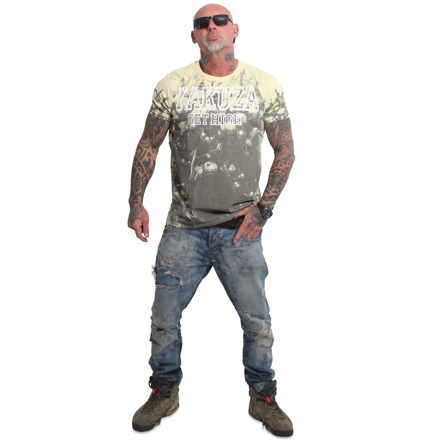 Yakuza pánské tričko Get High Allover Regular T-Shirt dark/gull/gray 2XL