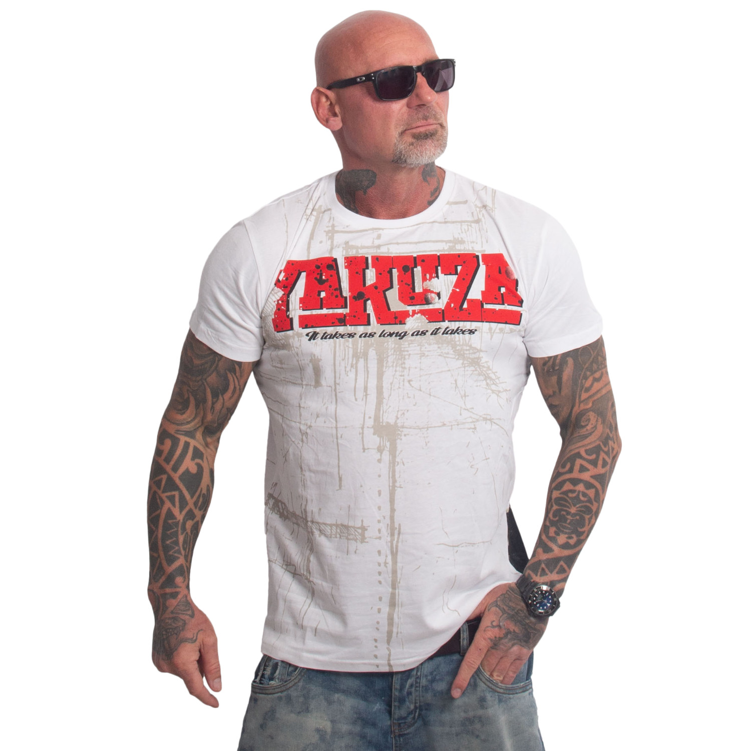 Yakuza pánské tričko As Long Regular T-Shirt white 5XL