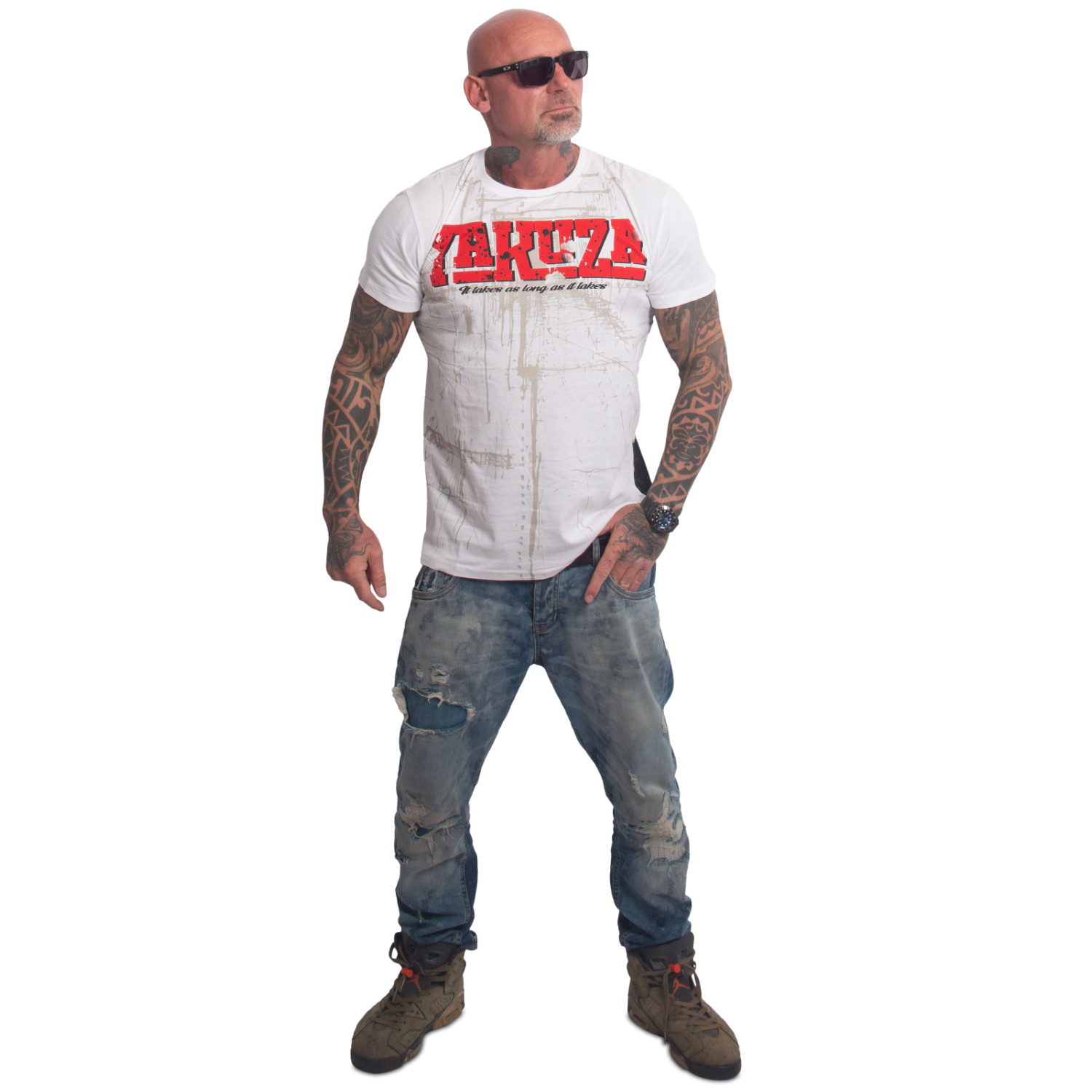 Yakuza pánské tričko As Long Regular T-Shirt white 5XL