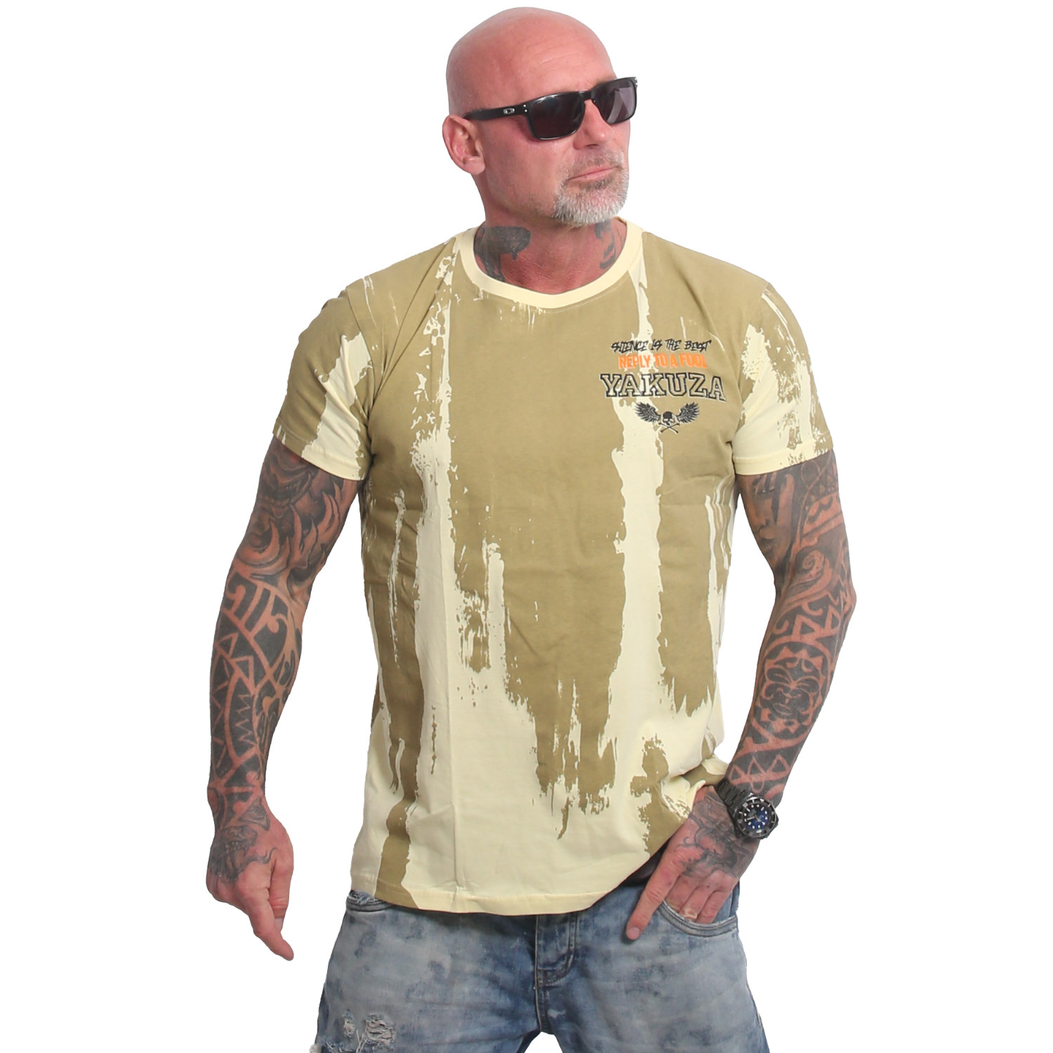 Yakuza pánské tričko Fool Allover Regular T-Shirt french/vanilla XL