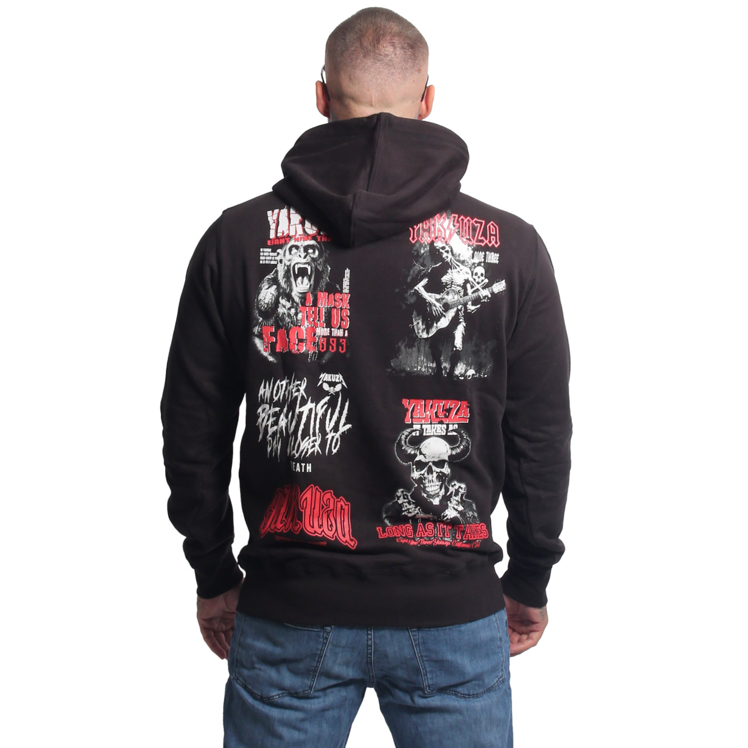 Yakuza pánská mikina s kapucí Patchwork Hoodie black M