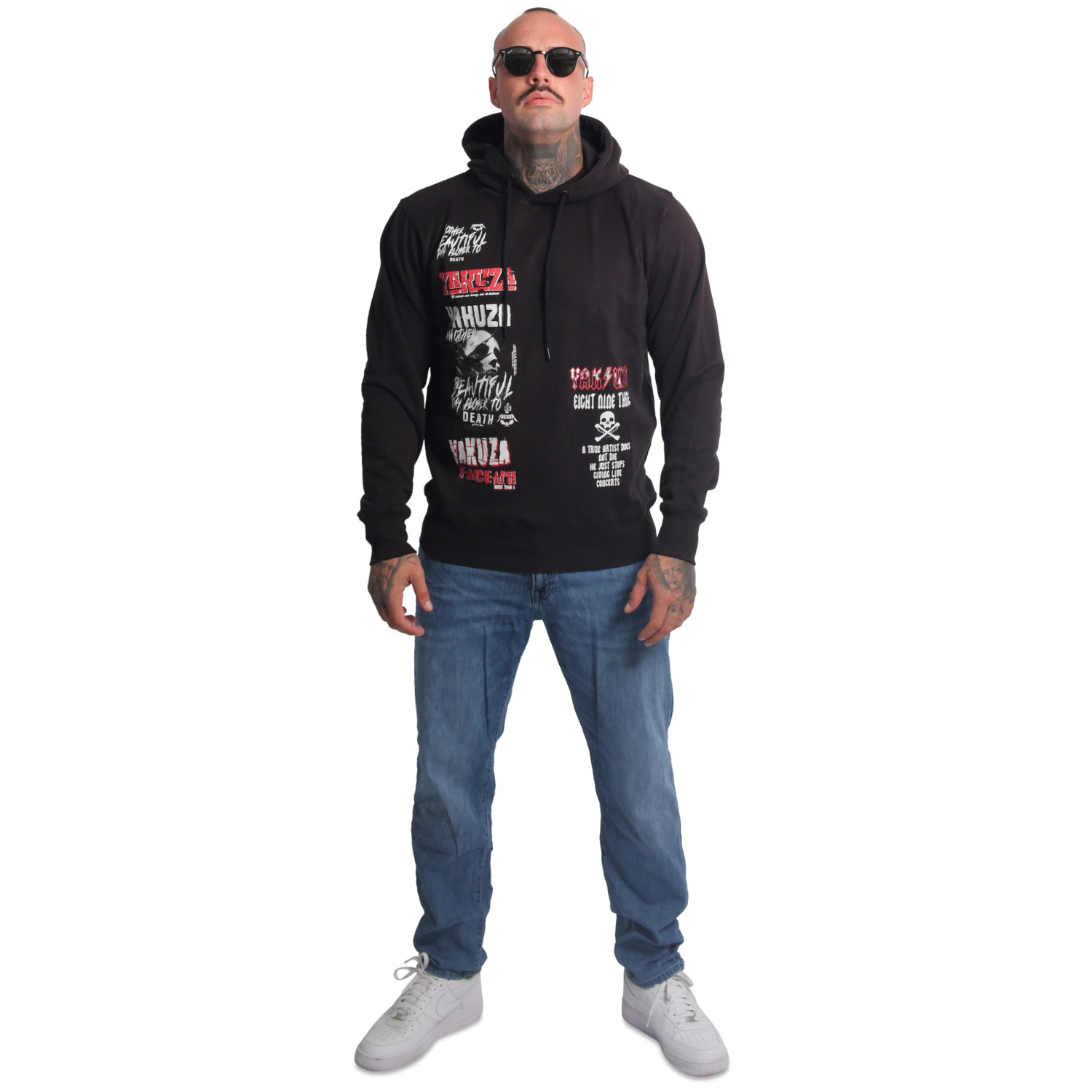 Yakuza pánská mikina s kapucí Patchwork Hoodie black M