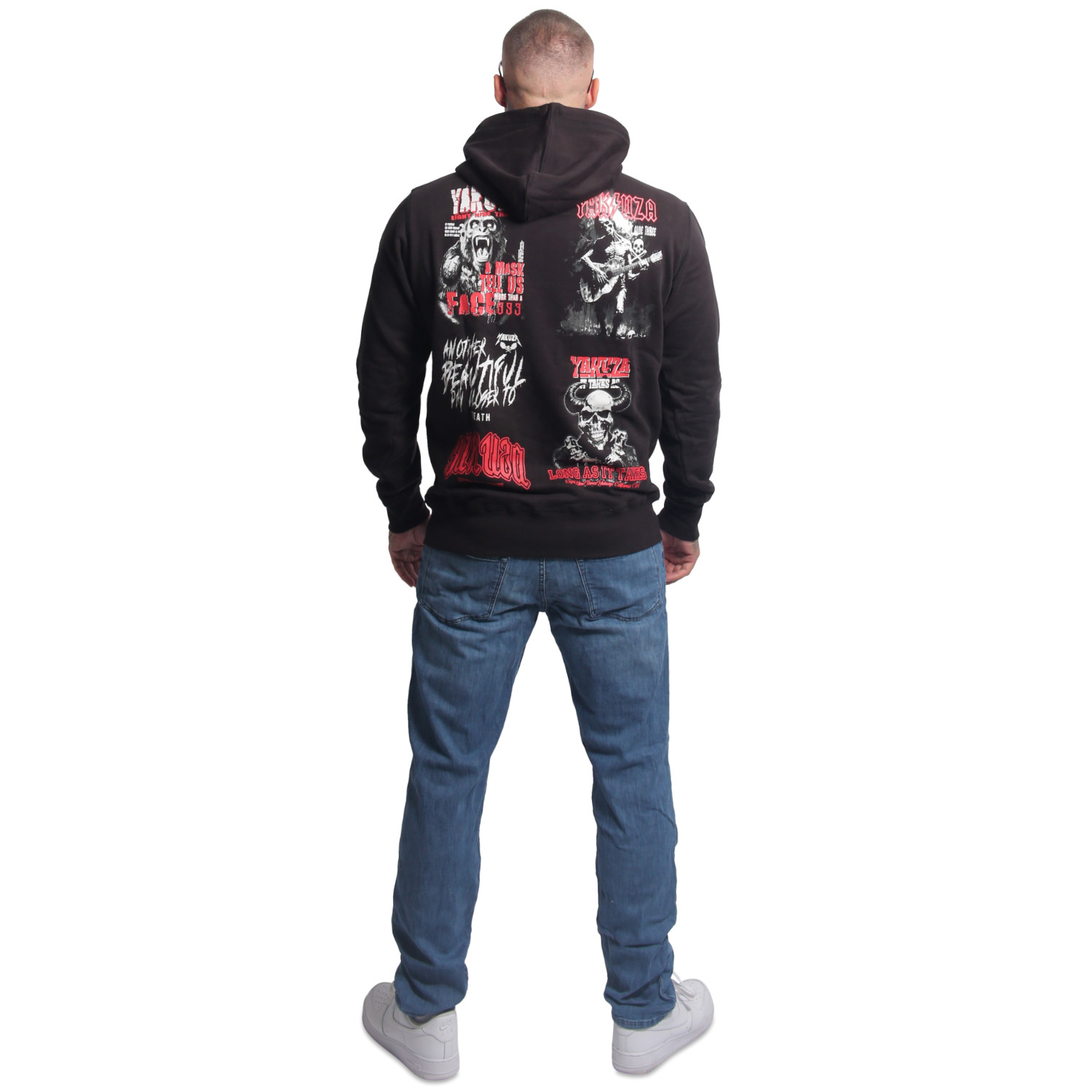 Yakuza pánská mikina s kapucí Patchwork Hoodie black M