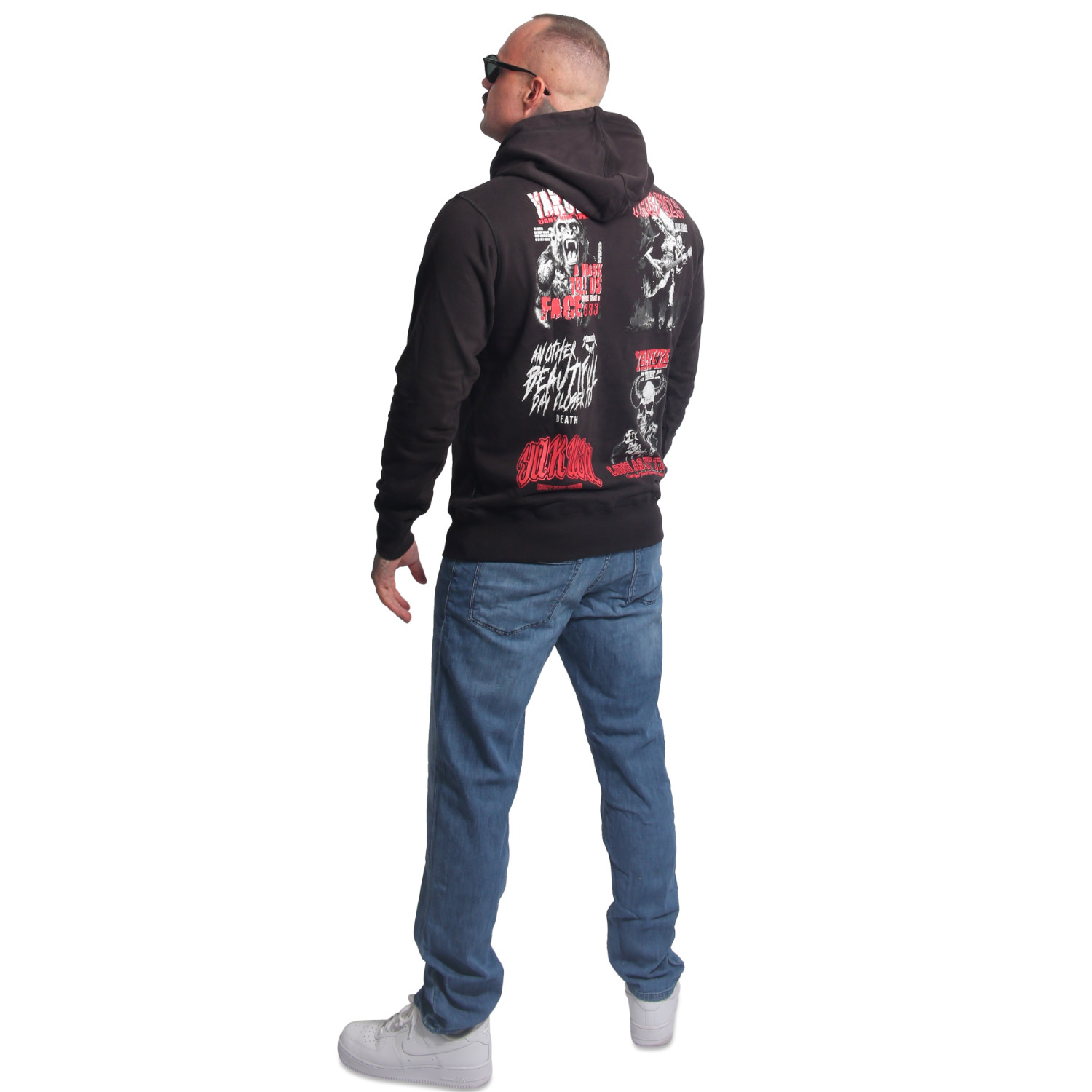 Yakuza pánská mikina s kapucí Patchwork Hoodie black M