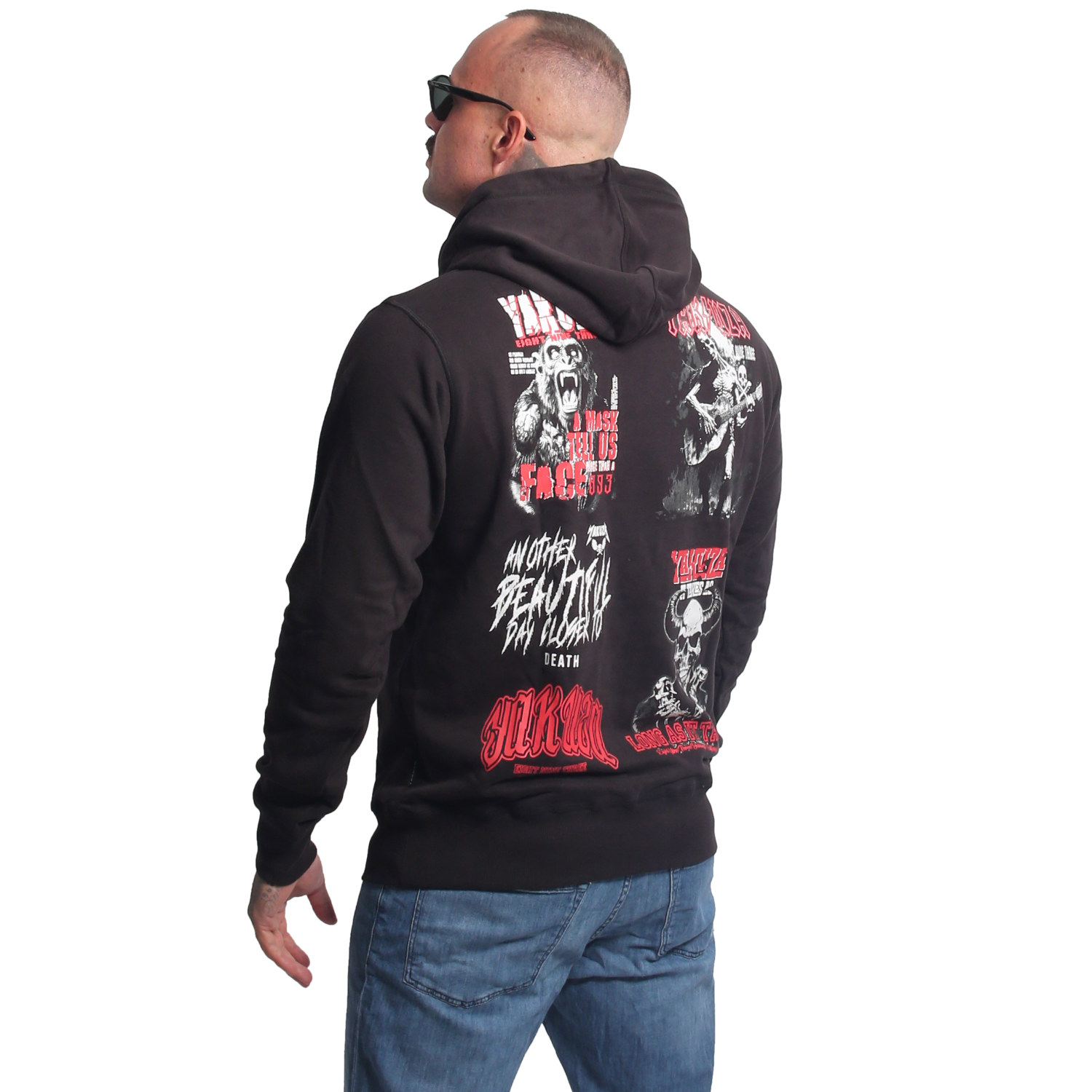 Yakuza pánská mikina s kapucí Patchwork Hoodie black M