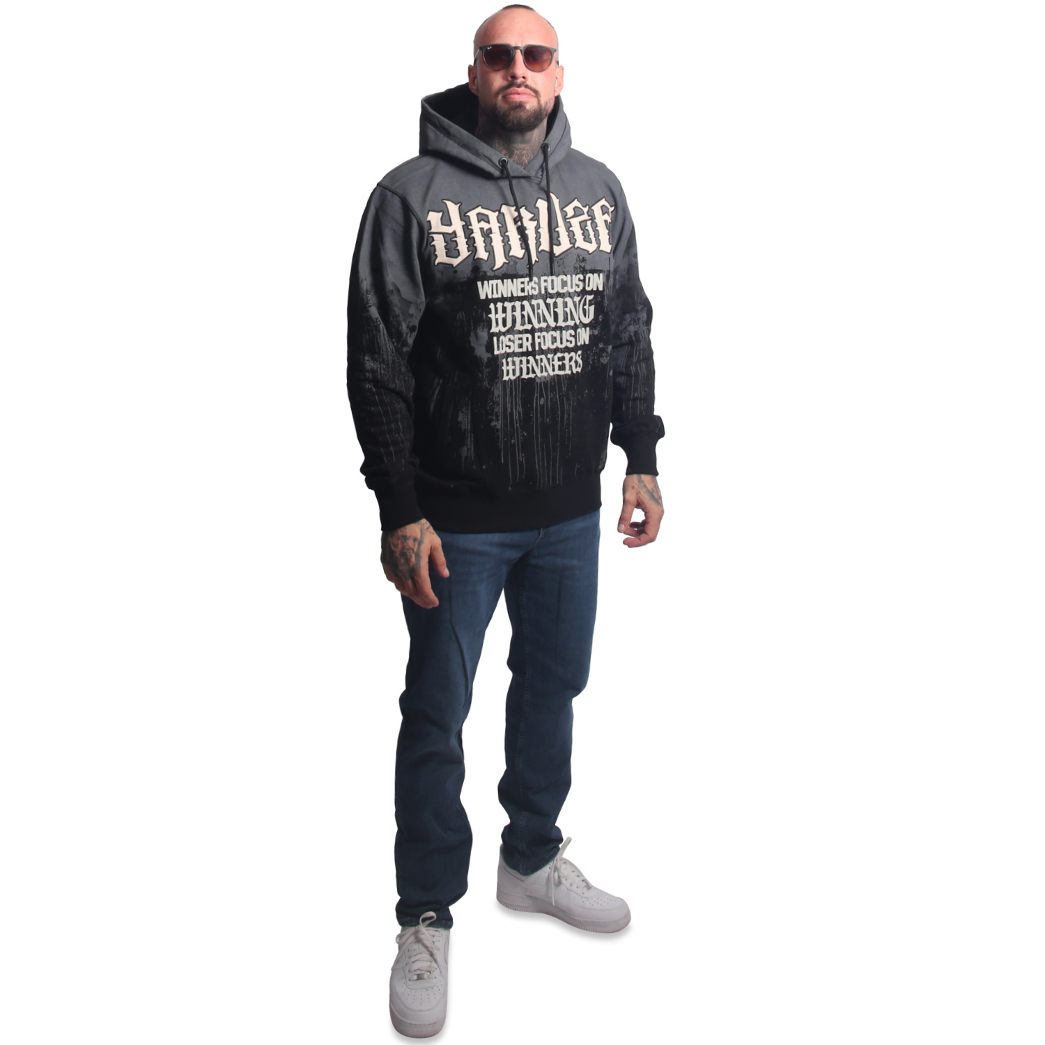 Yakuza pánská mikina s kapucí Winners Allover Hoodie black 2XL